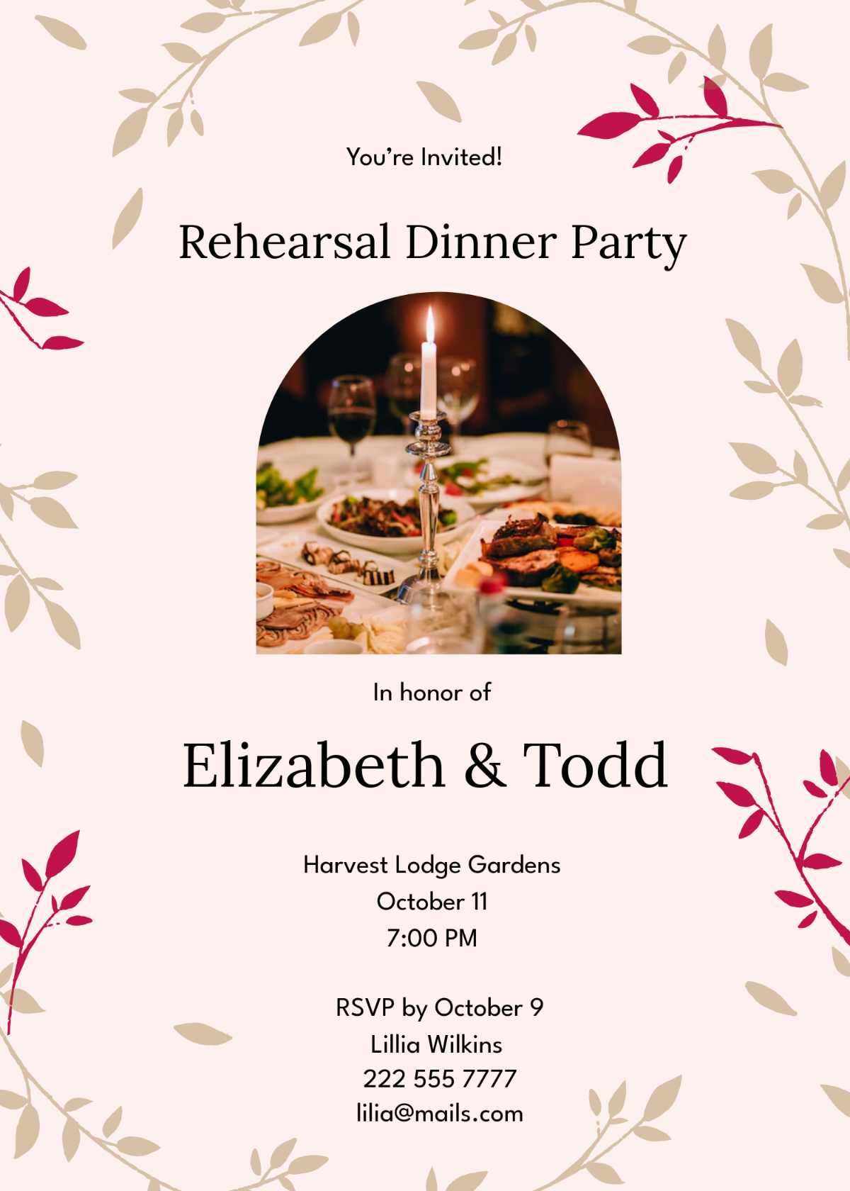 Colorful Fall Rehearsal Dinner Invitation Template - Edit Online & Download