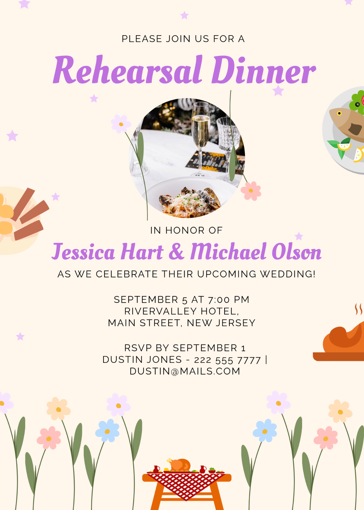 Classic Rehearsal Dinner Invitation Template - Edit Online & Download