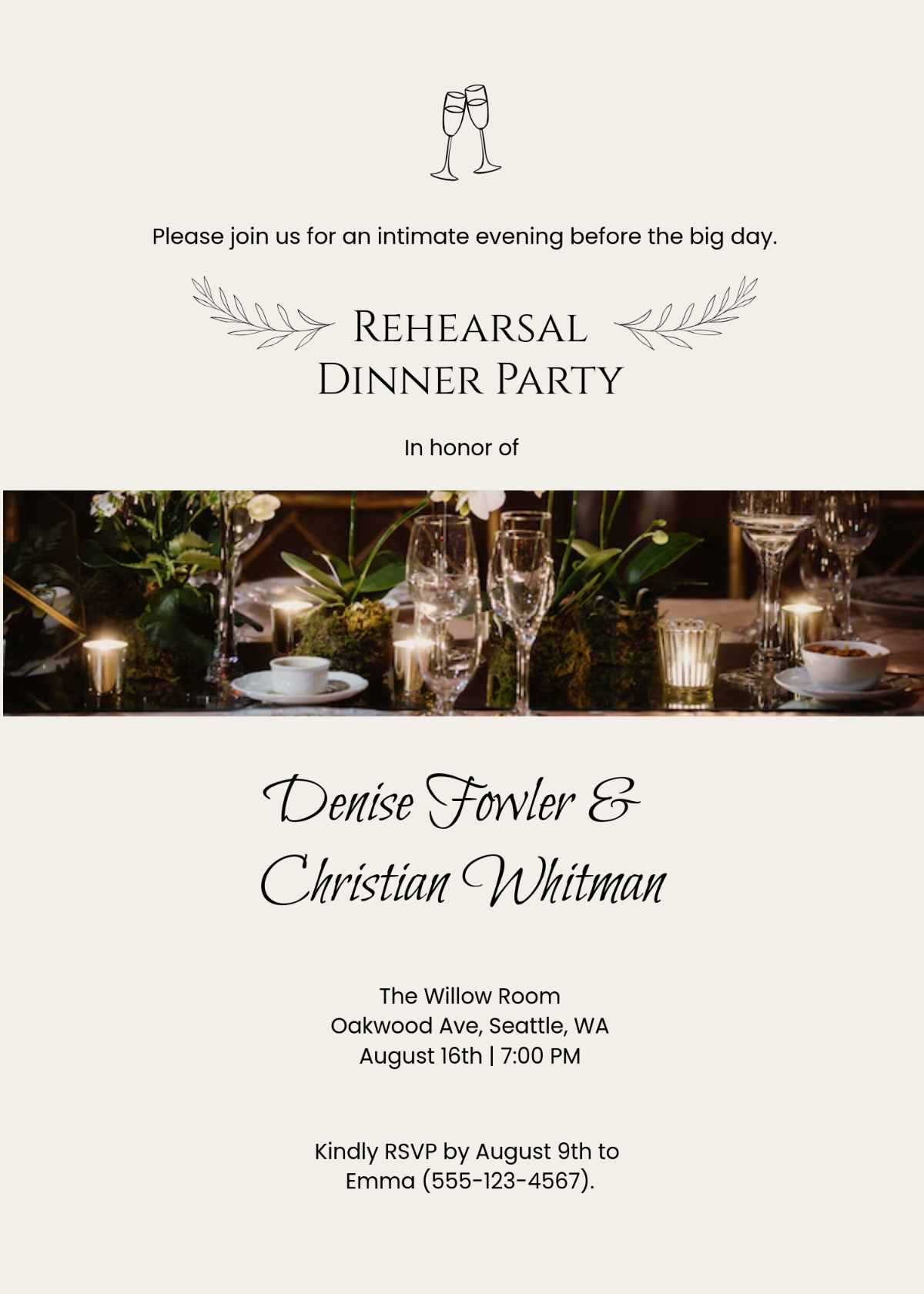 Minimalist Rehearsal Dinner Invitation Template - Edit Online & Download