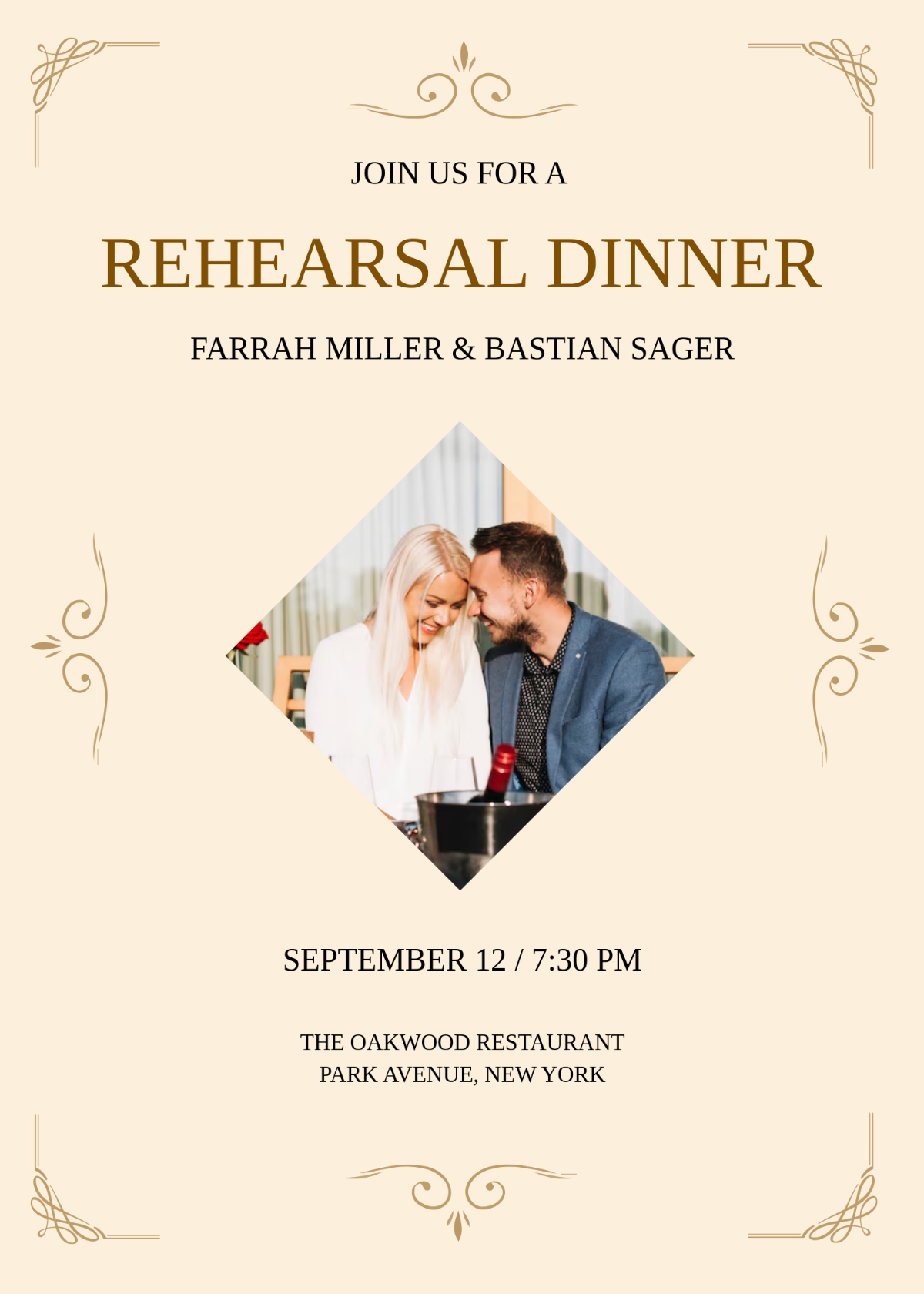 Monogram Rehearsal Dinner Invitation Template - Edit Online & Download