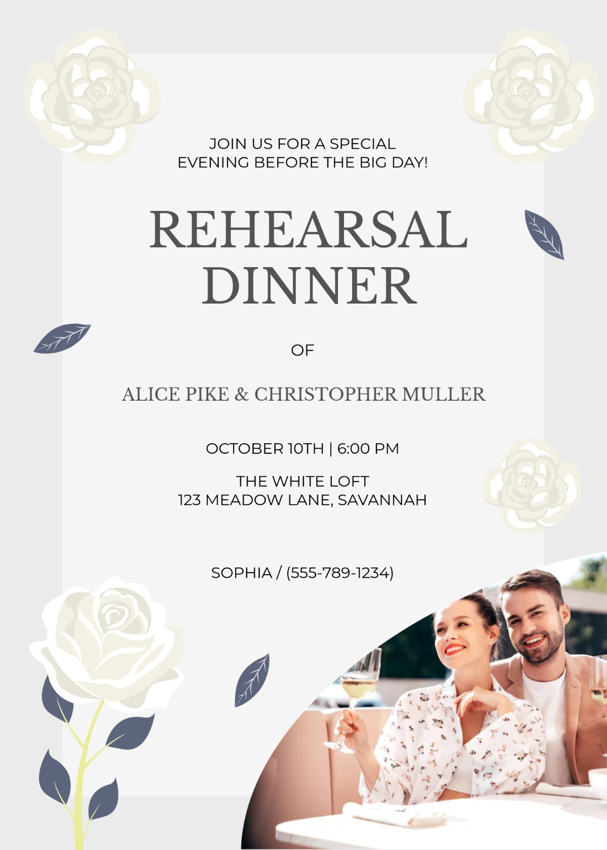 White DIY Rehearsal Dinner Invitation Template - Edit Online & Download