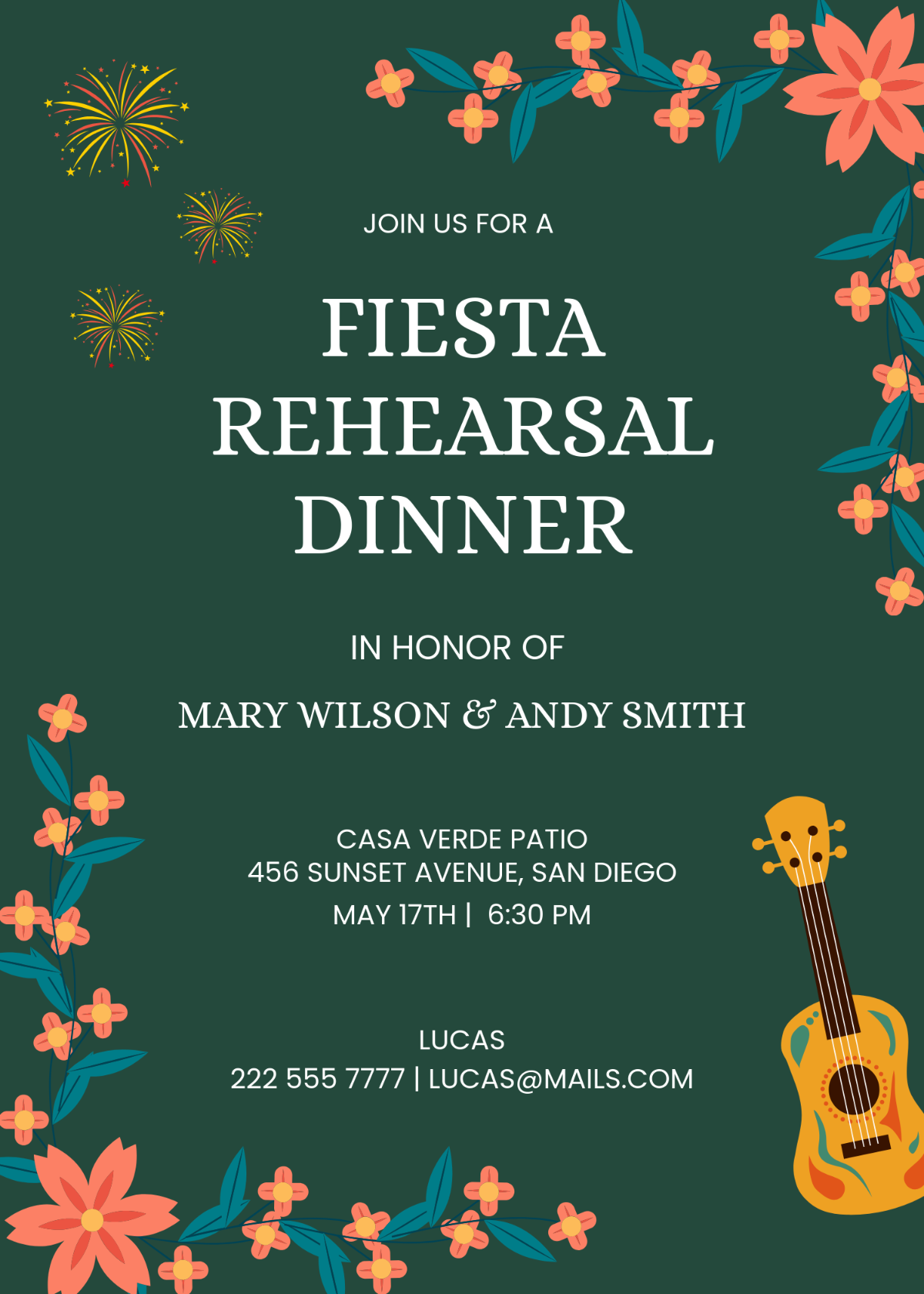 Green Fiesta Rehearsal Dinner Invitation Template - Edit Online & Download