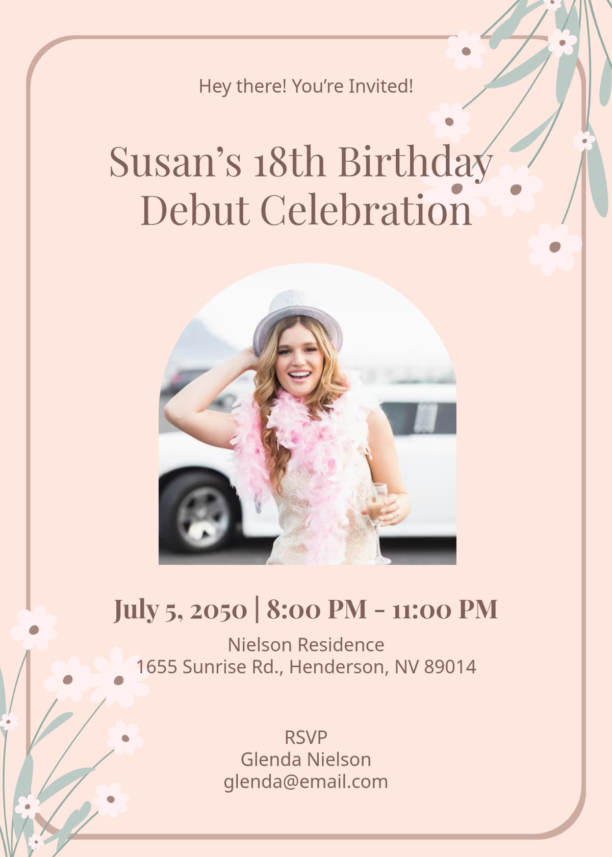 Free Editable Glitter Debut Invitation Template