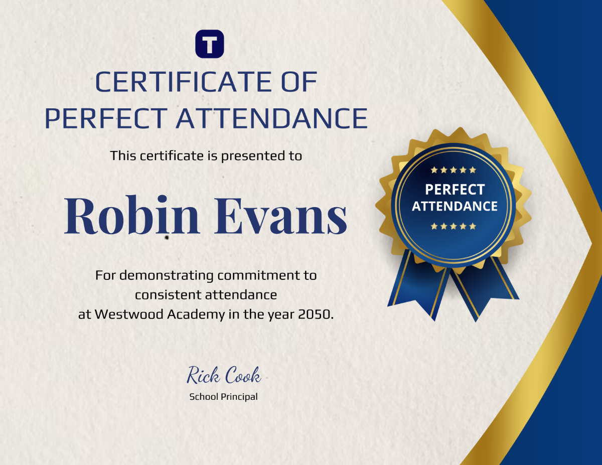 Free Perfect Attendance Award Certificate Template