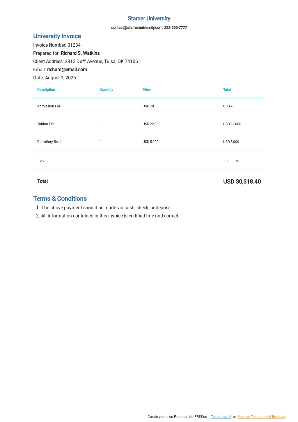 Software services invoice template