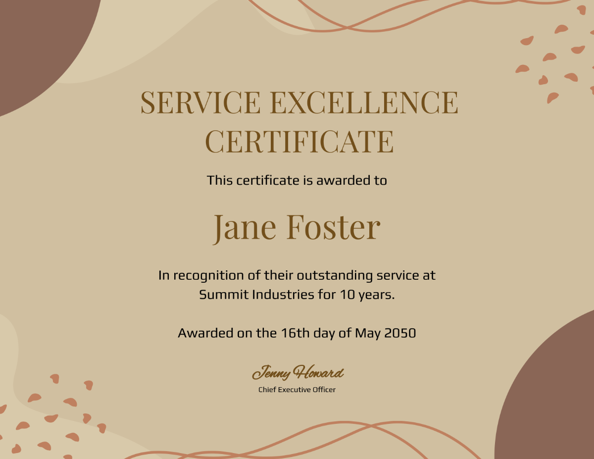 Free Aesthetic Service Award Certificate Template