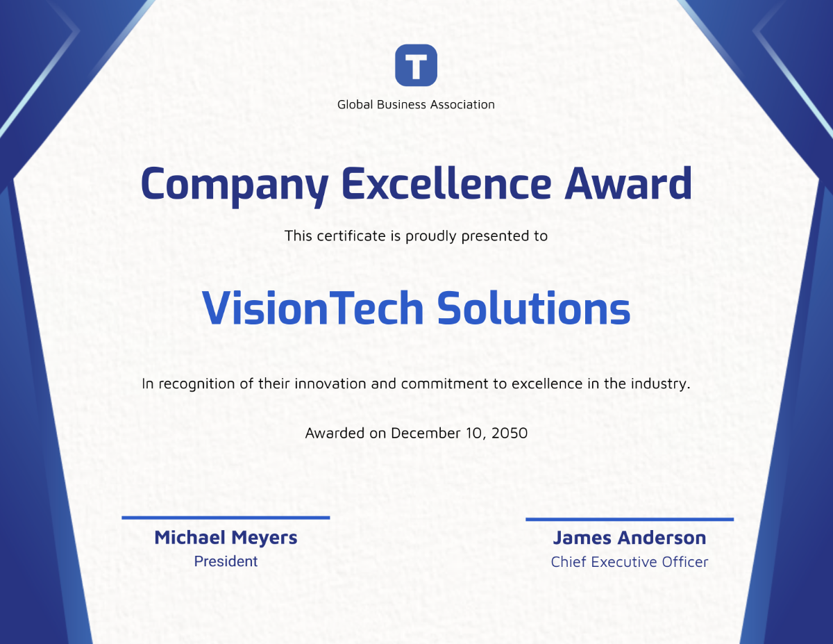 Free Company Award Certificate Template