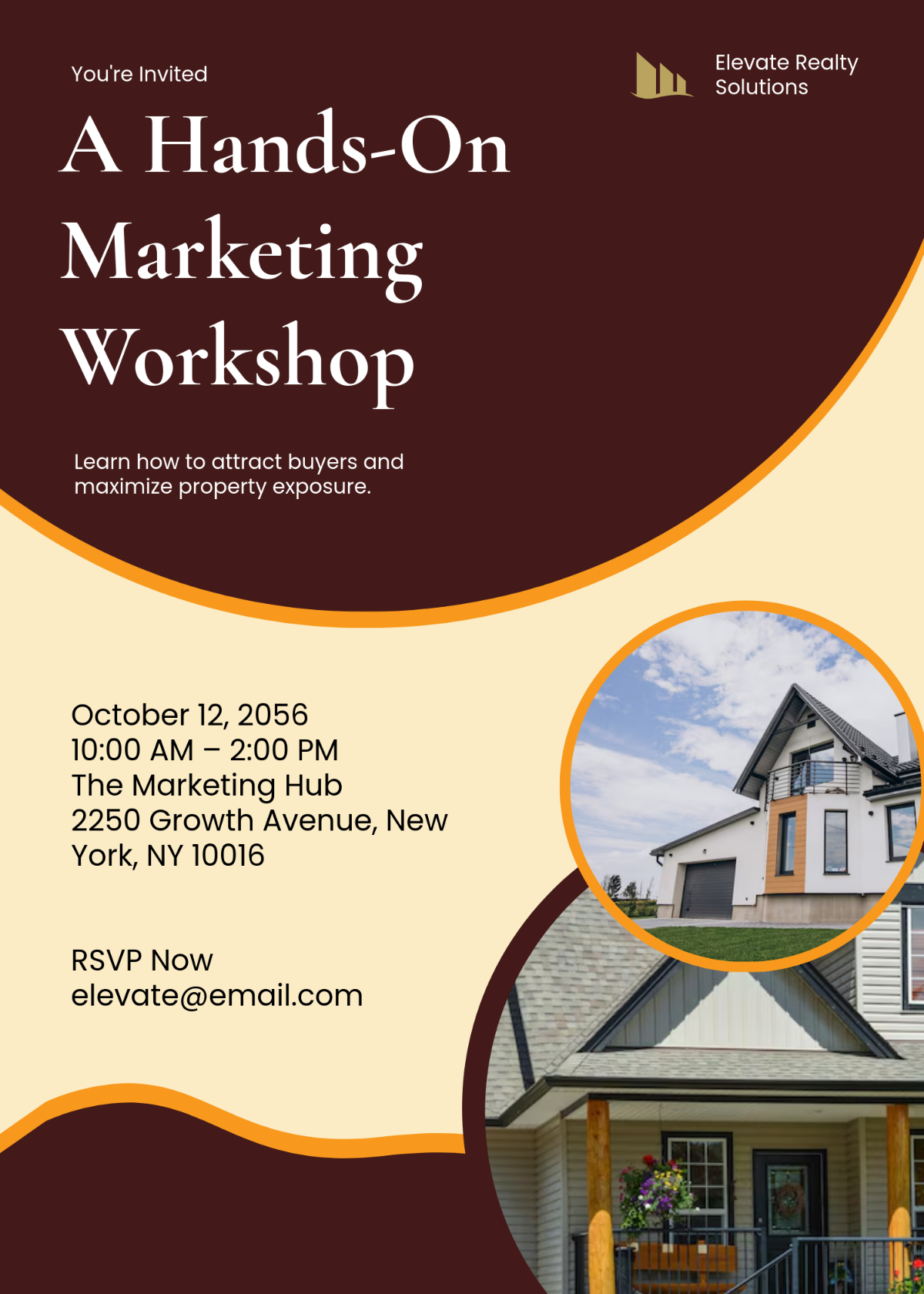 Free Real Estate Marketing Workshop Invitation Card Template