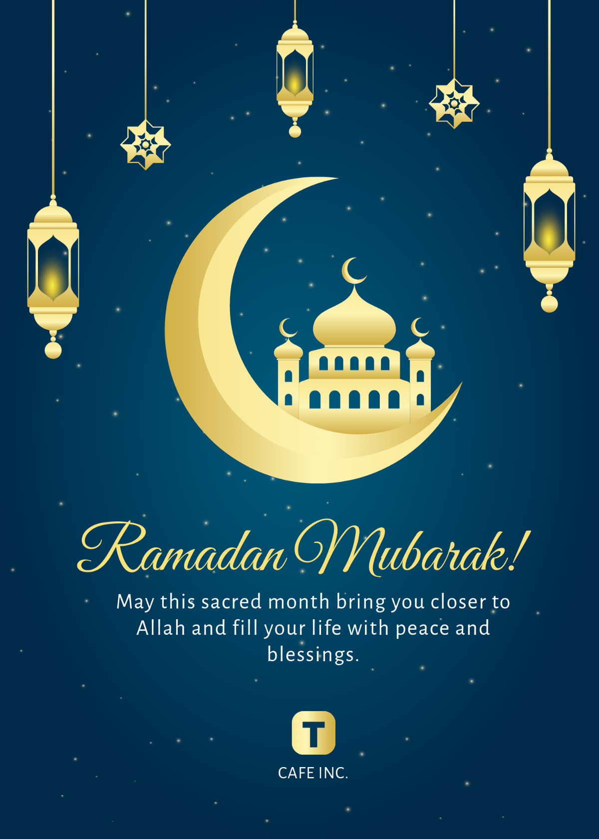 Free Blue Ramadan Wishes Template