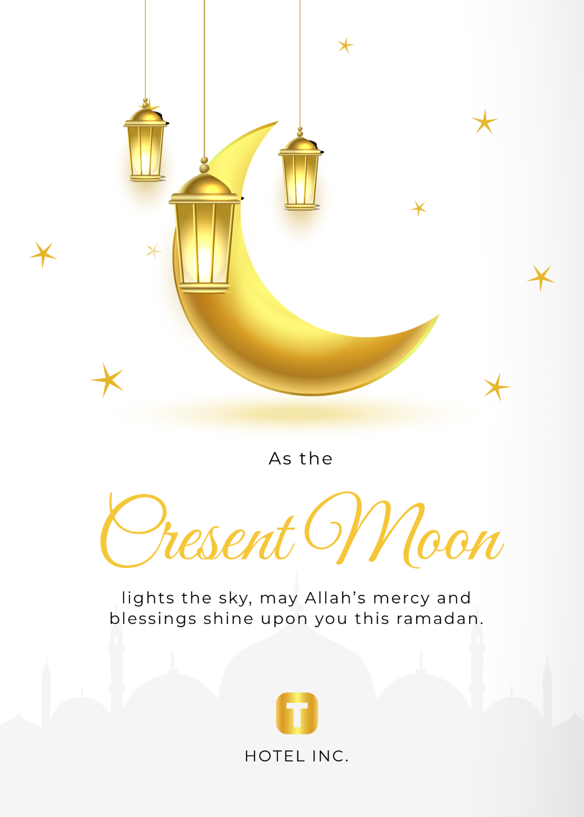 Free White and Gold Ramadan Wishes Template