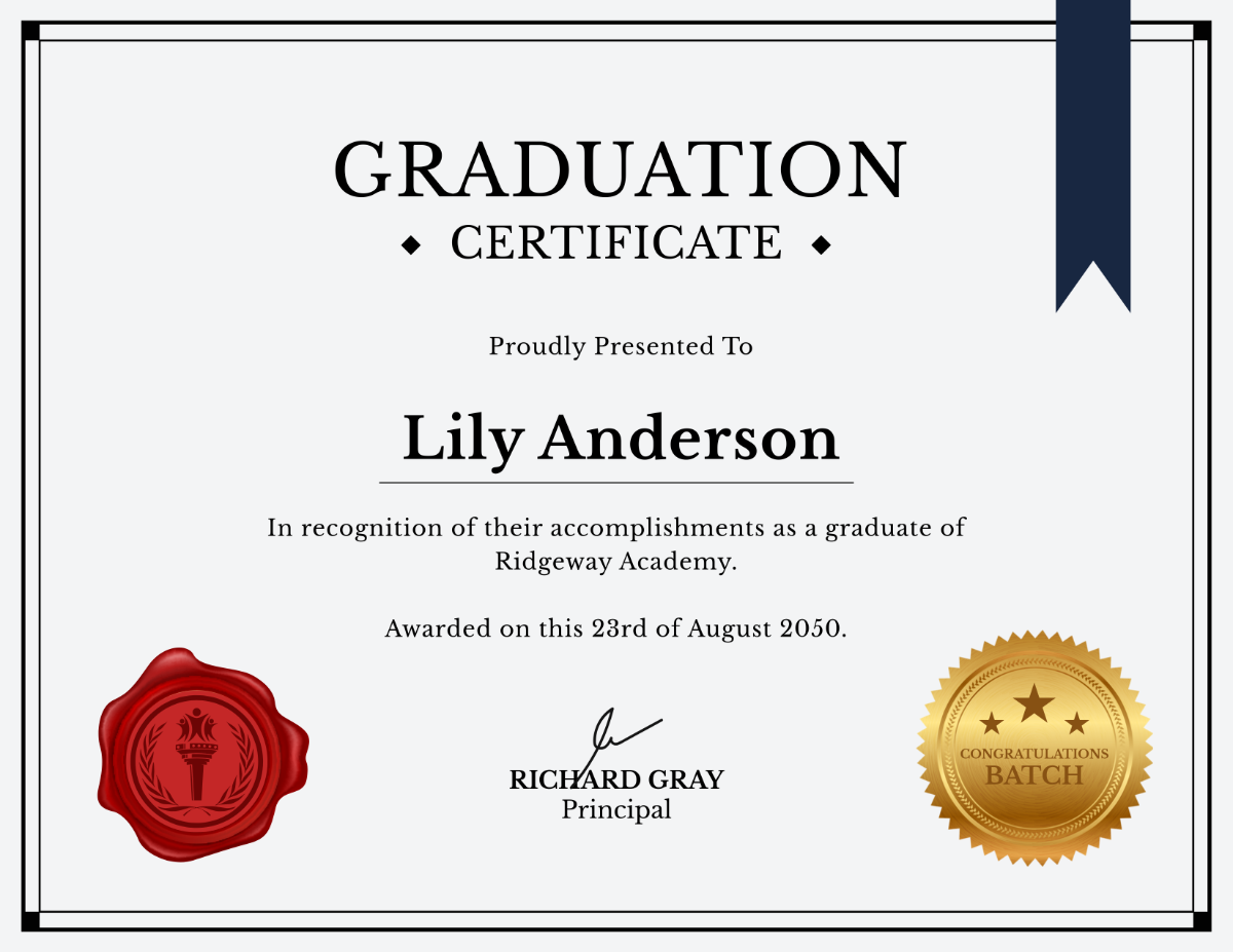 Free Simple Graduation Award Certificate Template