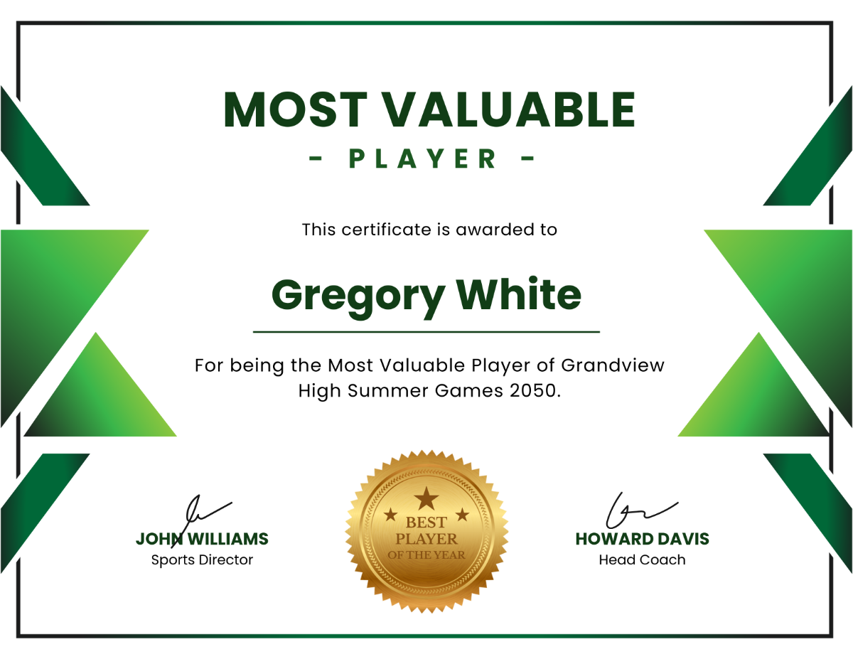 MVP Award Certificate Template