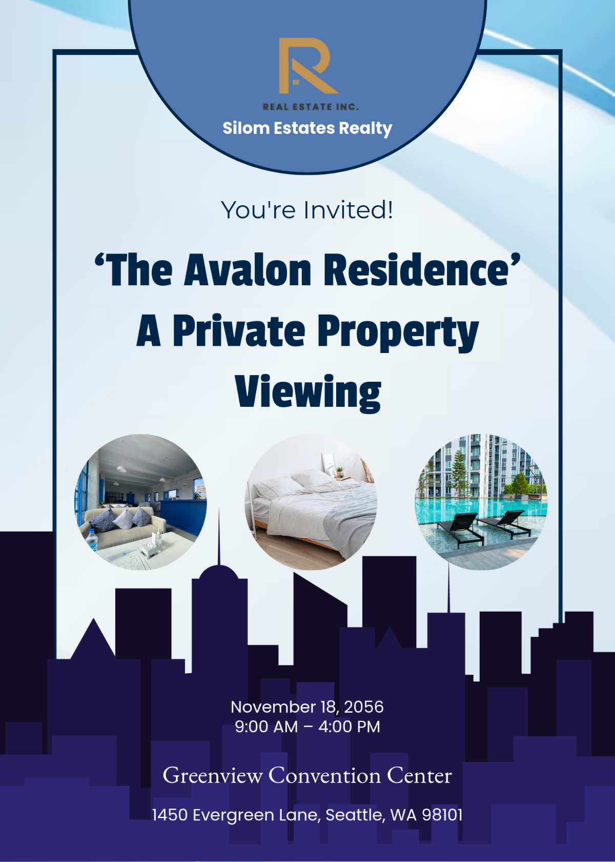 Free Unique Real Estate Invitation Card Design Template