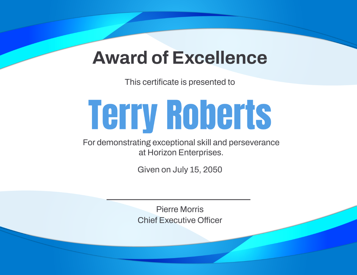 Free Blue Award Certificate Template