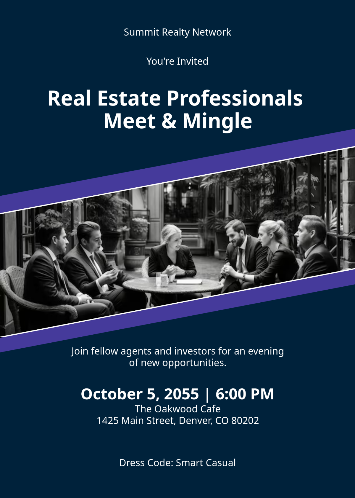 Free Simple Real Estate Networking Invitation Card Template