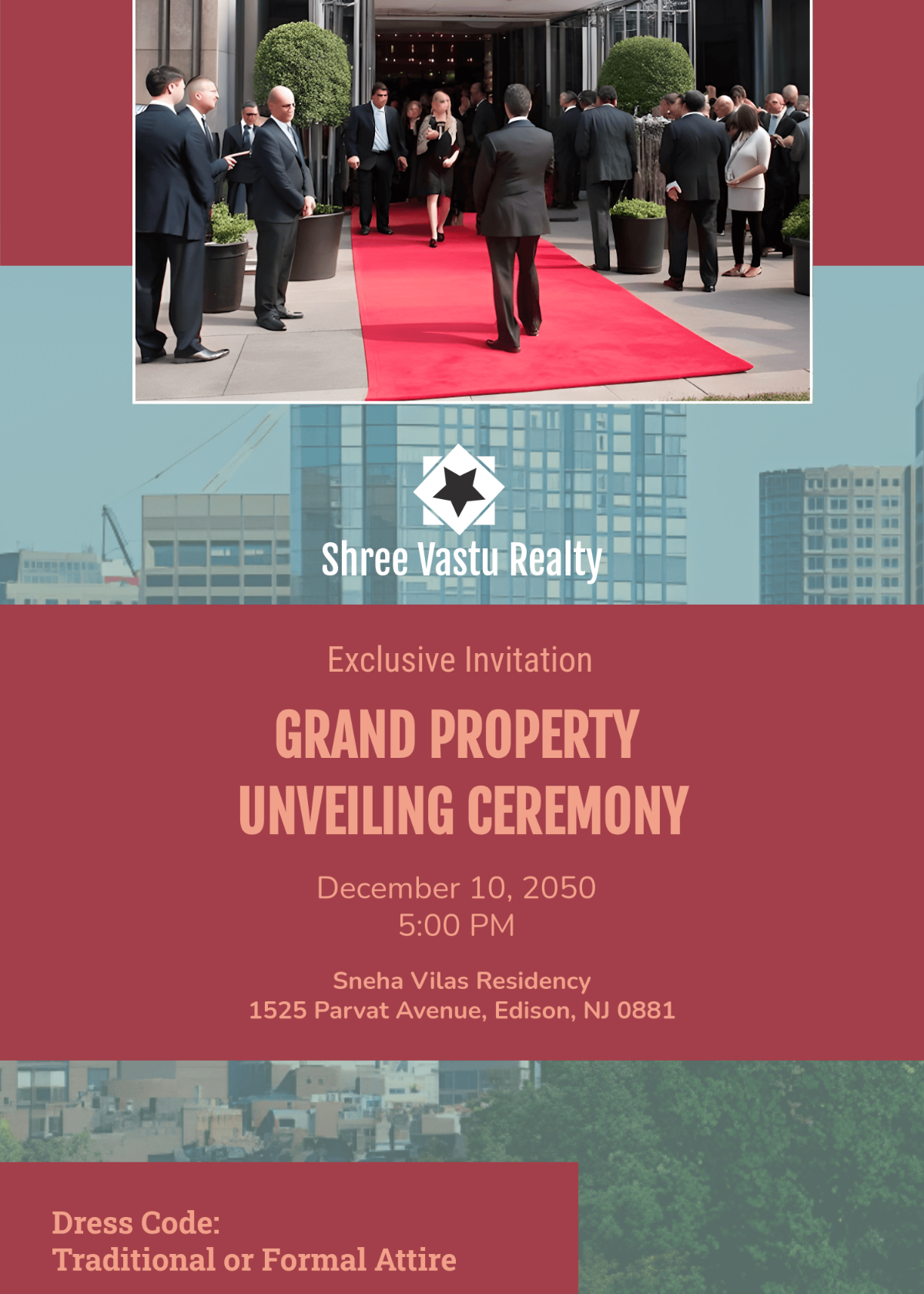 Free Gujarati Real Estate Invitation Card Template
