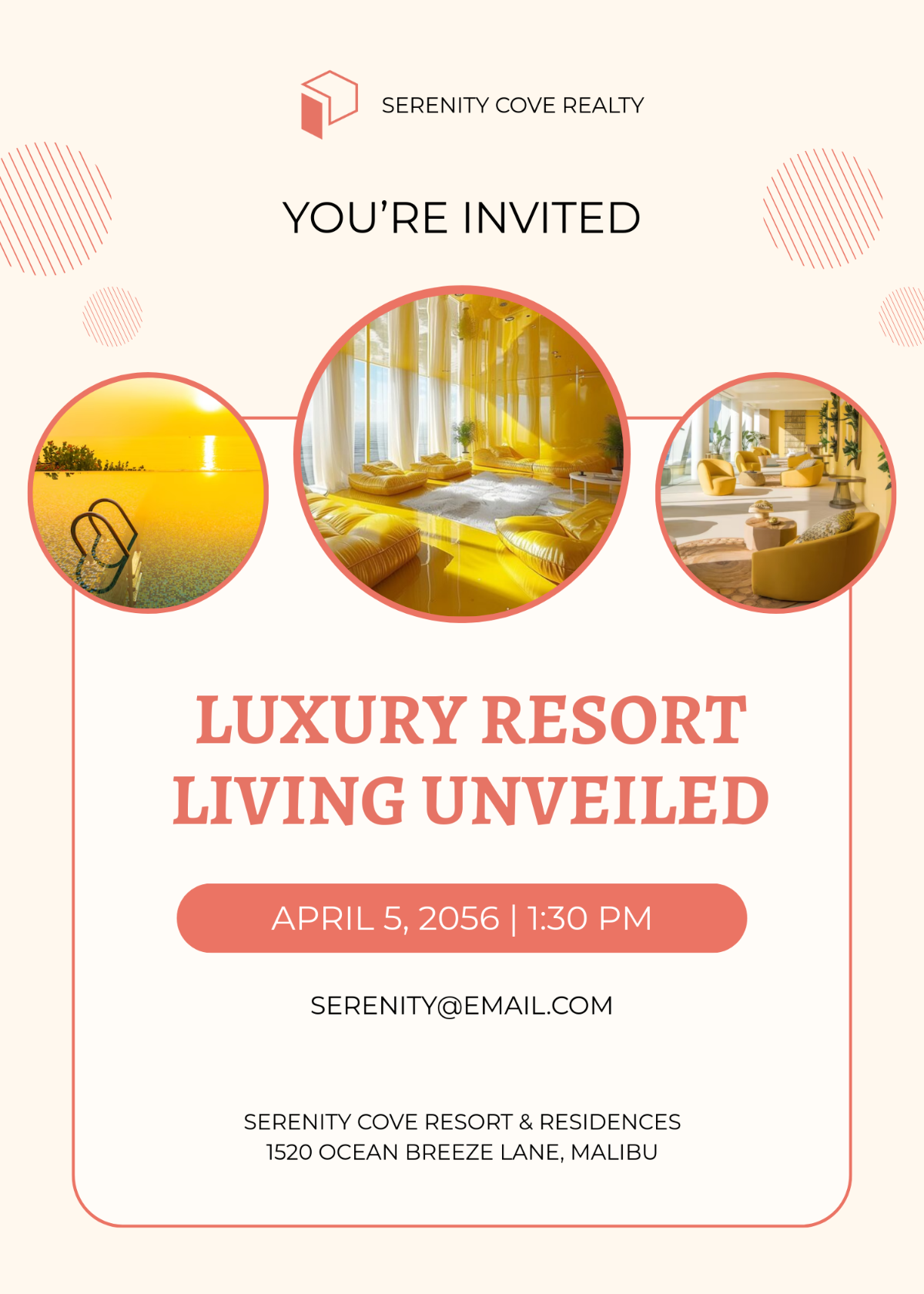 Free Aesthetic Real Estate Resort Invitation Card Template