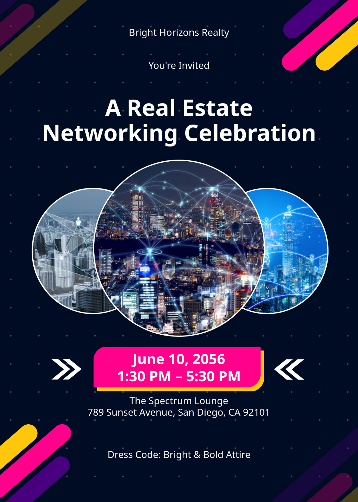 Free Colorful Real Estate Gathering Invitation Card Template