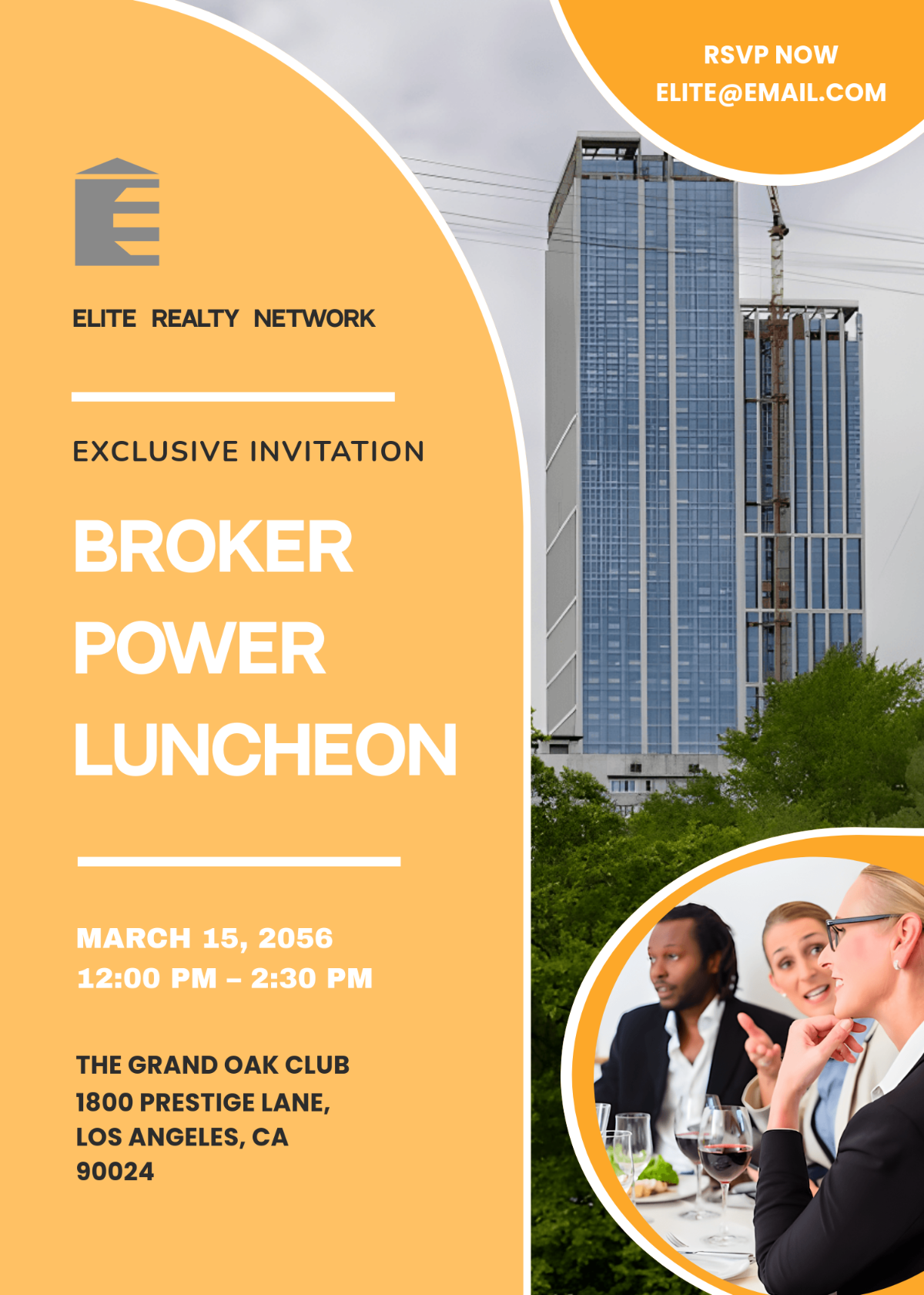 Free Real Estate Broker Luncheon Invitation Card Template