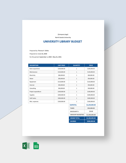 FREE University Budget Templates - Word | Excel | Google Sheets | Apple ...