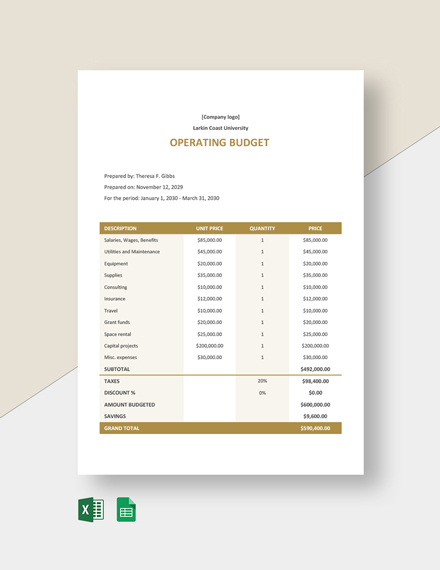 FREE University Budget Templates - Word | Excel | Google Sheets | Apple ...