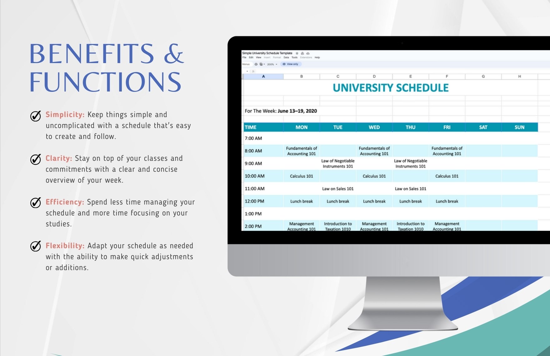 Simple University Schedule Template