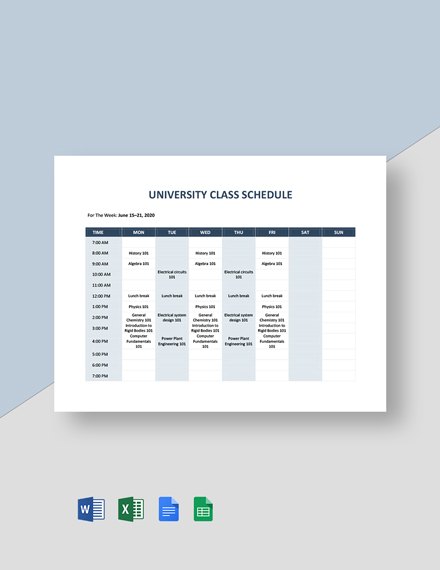 7+ Class Schedule Templates - Free Downloads | Template.net