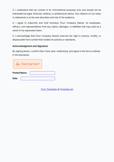 Free Views Expressed Disclaimer Template - Edit Online & Download Example | Template.net to Edit Online