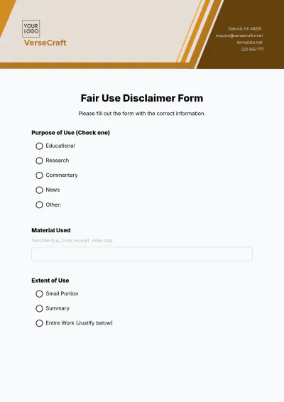 Free Fair Use Disclaimer Template - Edit Online & Download Example | Template.net to Edit Online