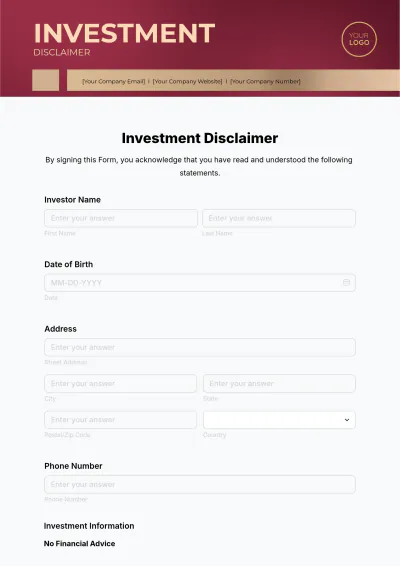 Free Investment Disclaimer Template - Edit Online & Download Example | Template.net to Edit Online