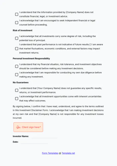 Free Investment Disclaimer Template - Edit Online & Download Example | Template.net to Edit Online