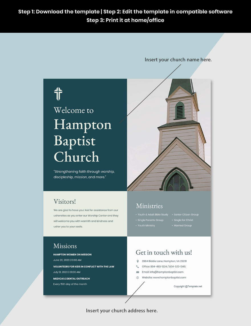 Printable Church Bulletin Template in PSD, Illustrator, Pages, InDesign, Word, Google Docs - Download | Template.net