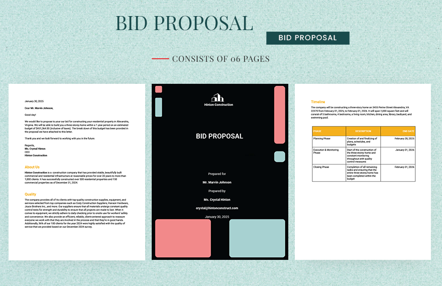 Bid Proposal Sample Template