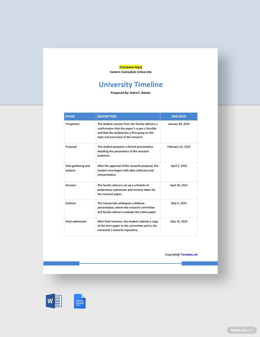 Basic University Timeline Template