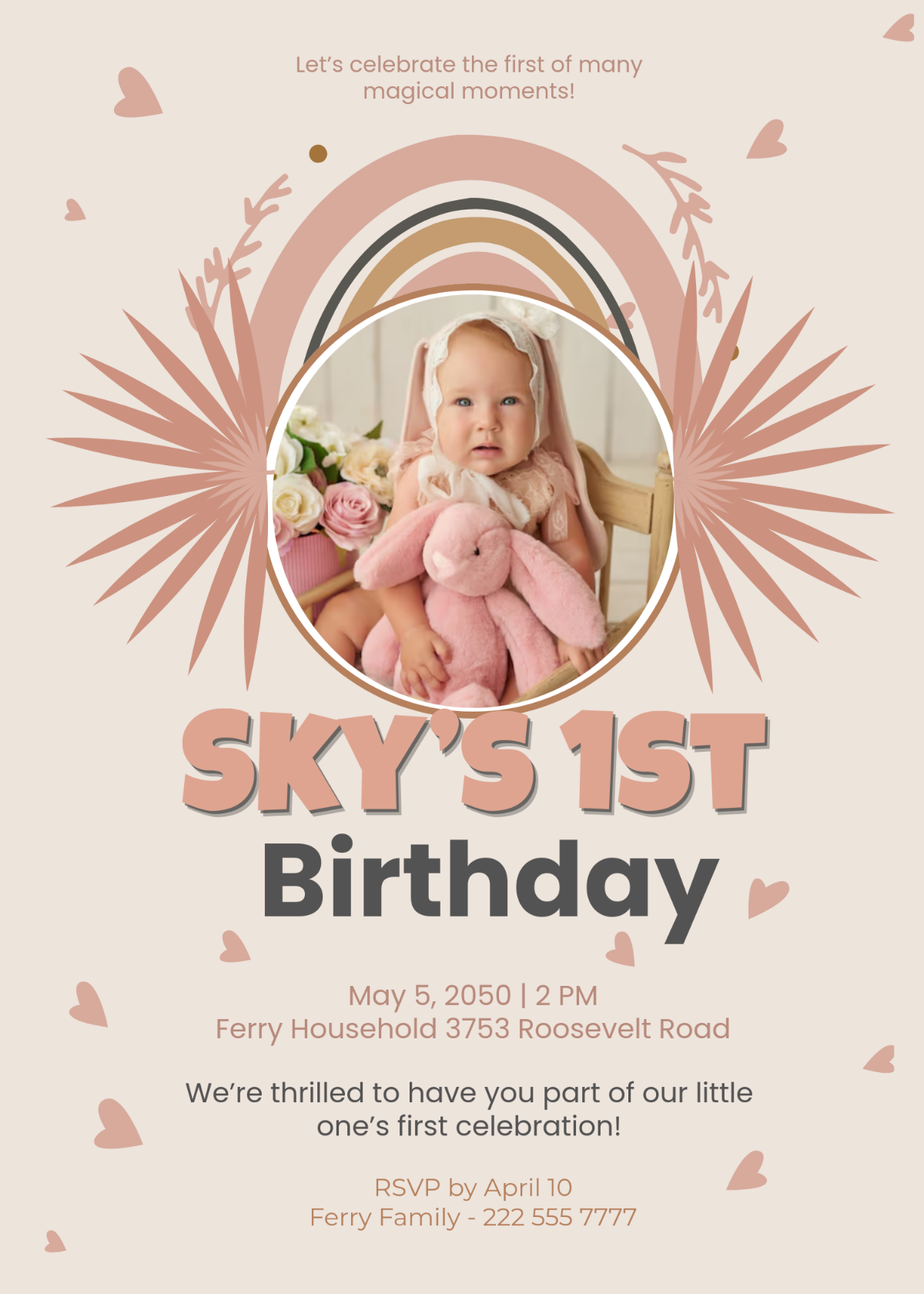 Boho Rainbow 1st Birthday Decorations Set - 135 Piece Party Decor For Girls