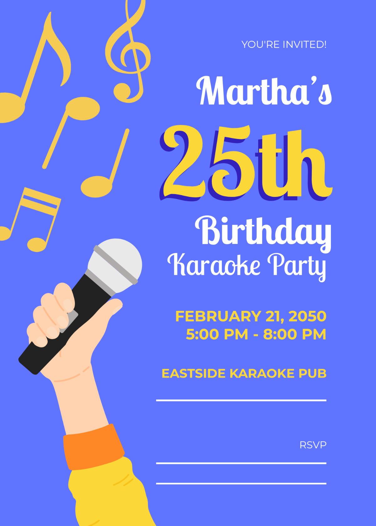 Blank Karaoke Birthday Invitation Template - Edit Online & Download