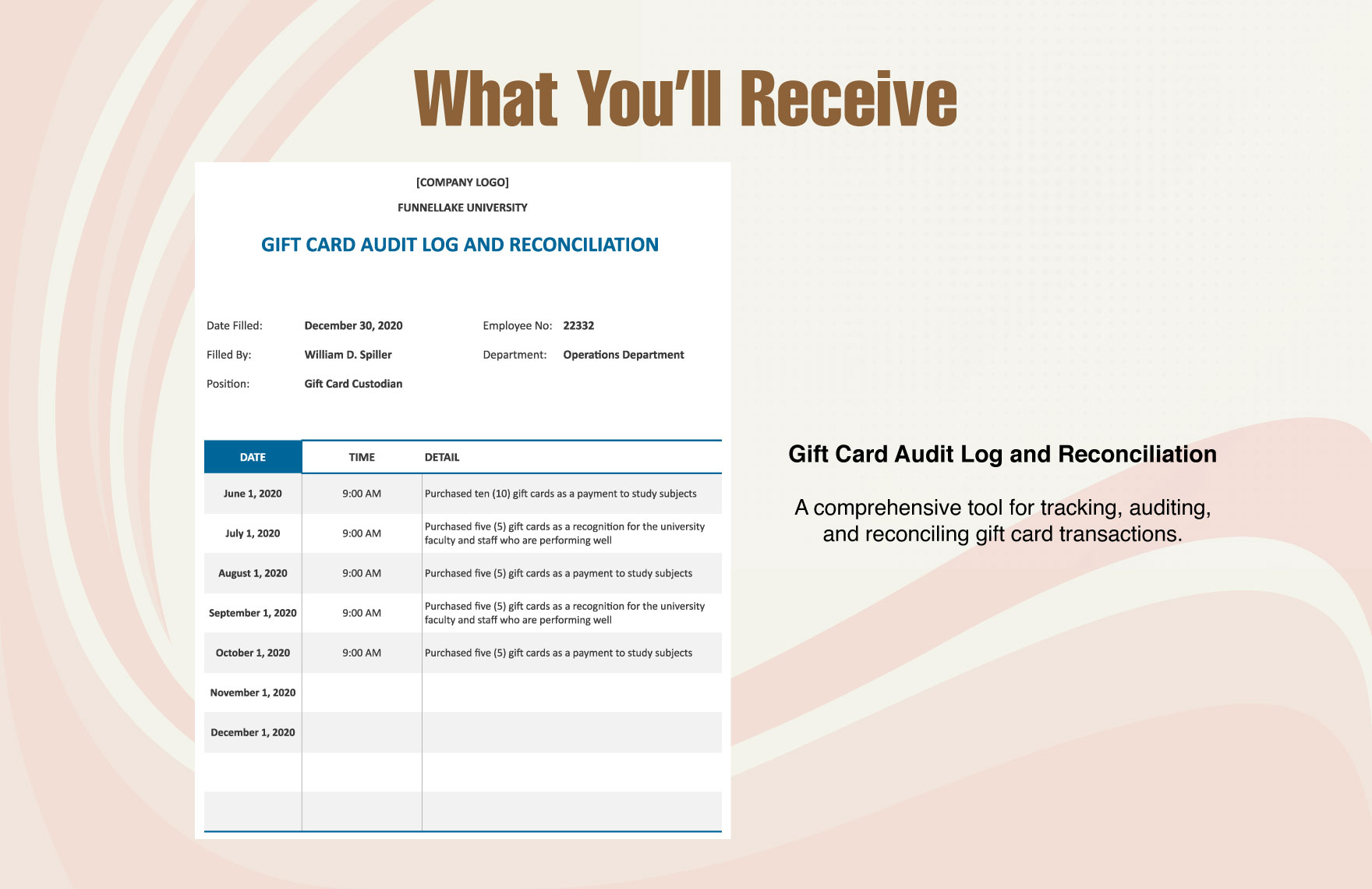 Gift Card Audit Log & Reconciliation Template