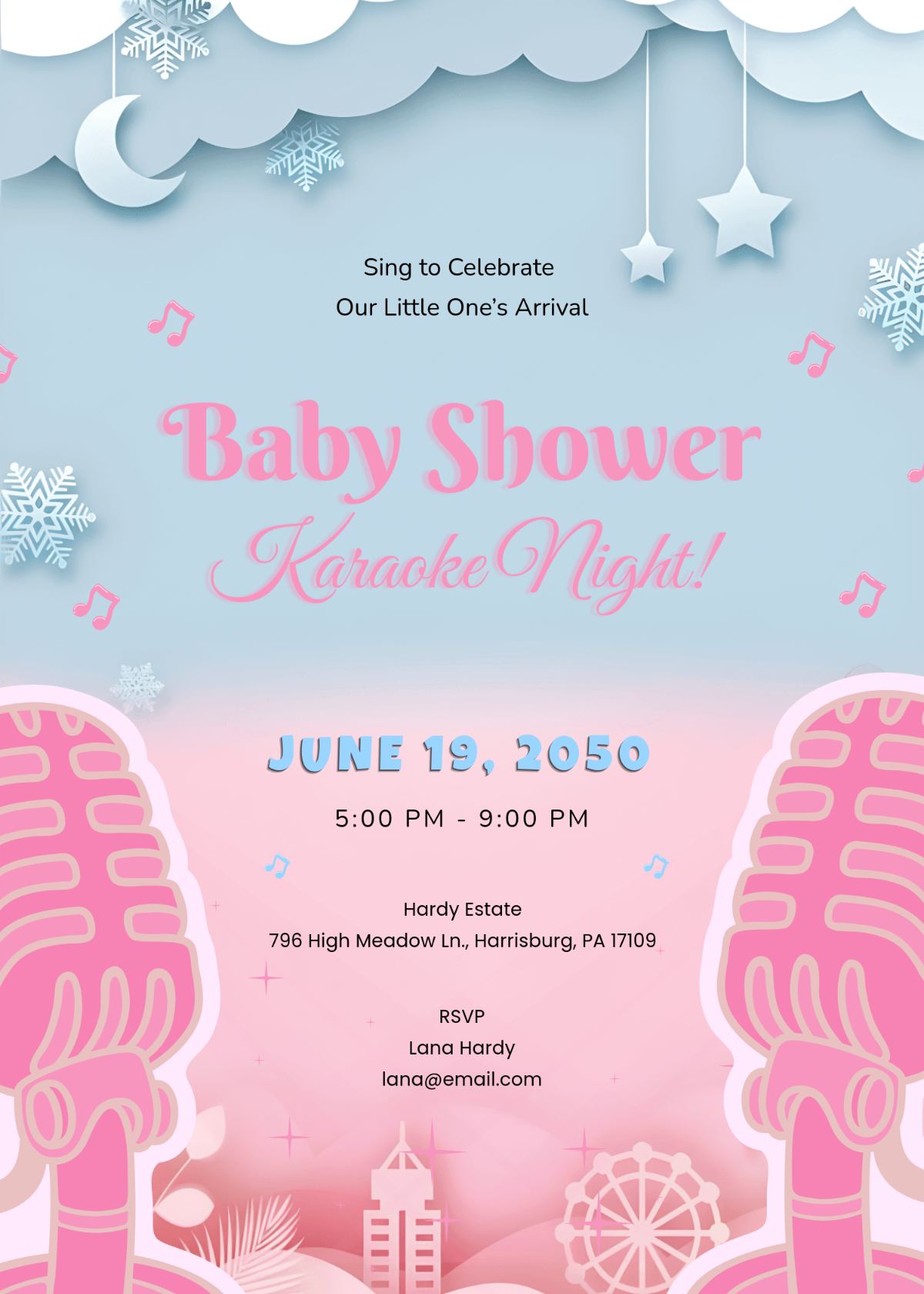 Karaoke Baby Shower Invitation Template - Edit Online & Download