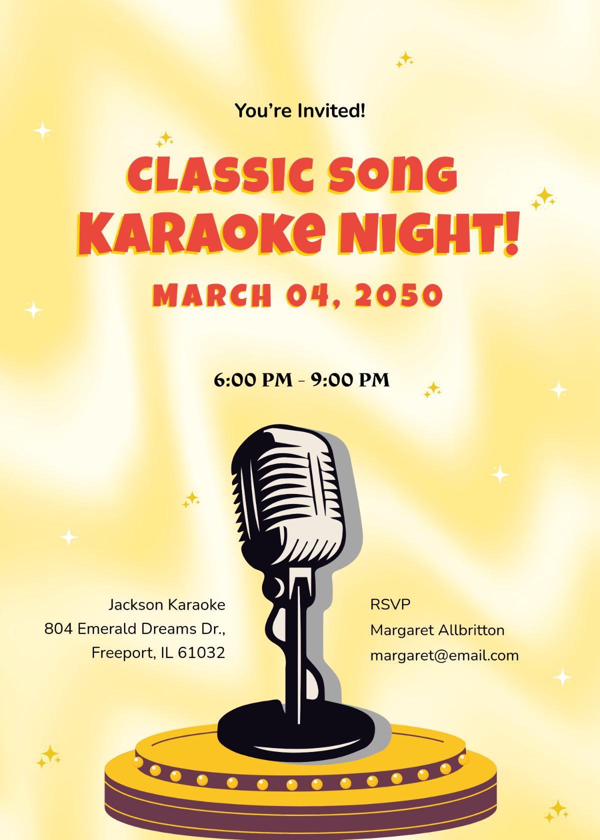 Microphone Karaoke Invitation Template - Edit Online & Download