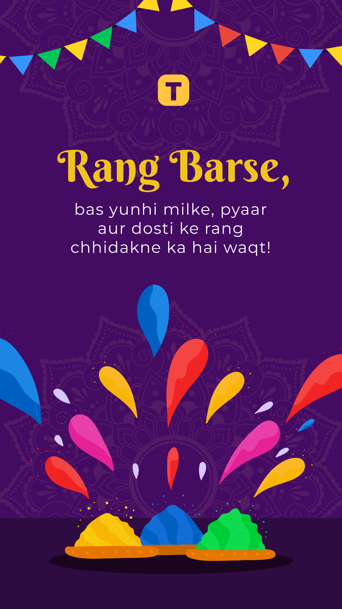 Rang Barse Holi Quote Template - Edit Online & Download