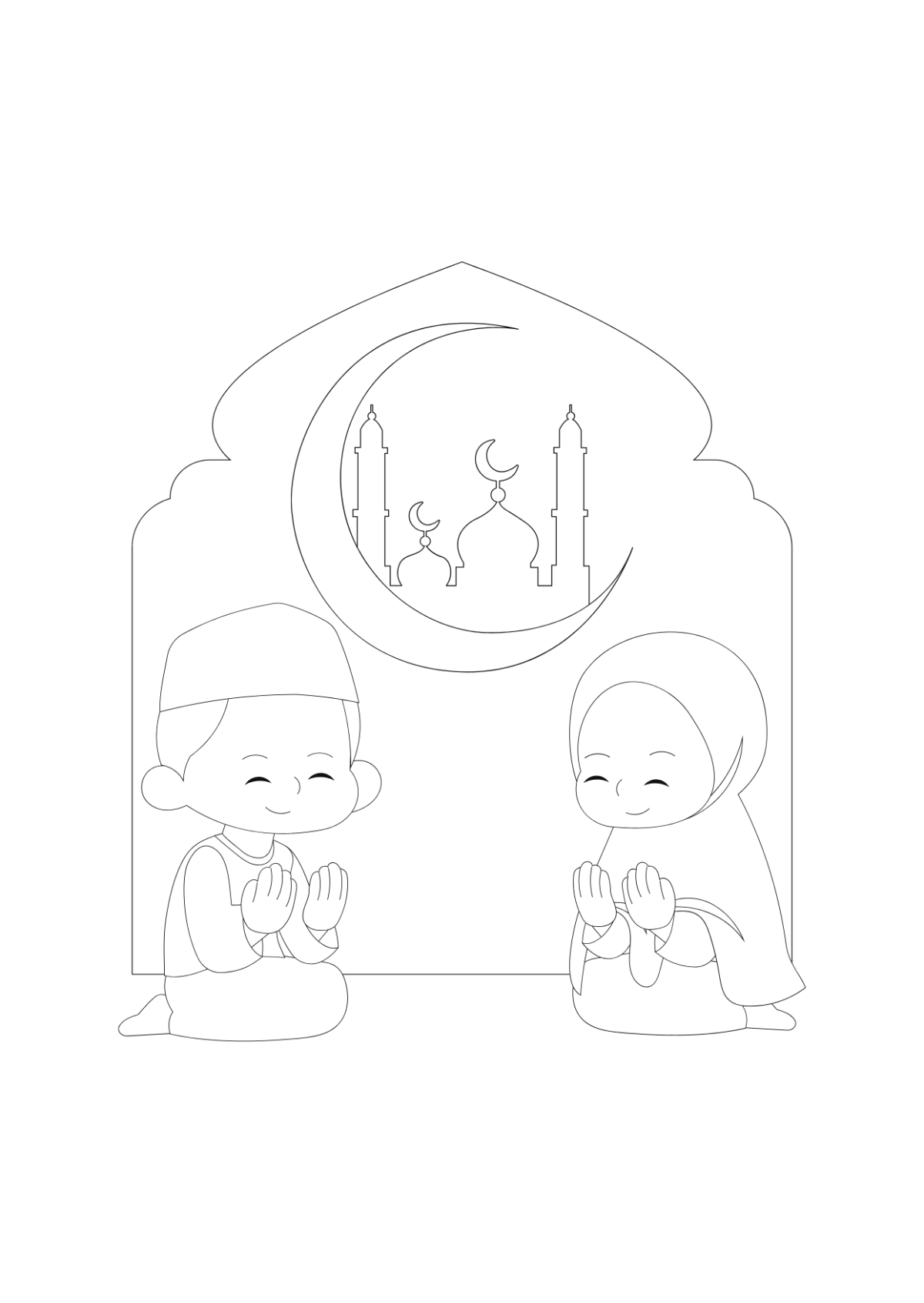 Free Ramadan Kareem Drawing for Kids Template