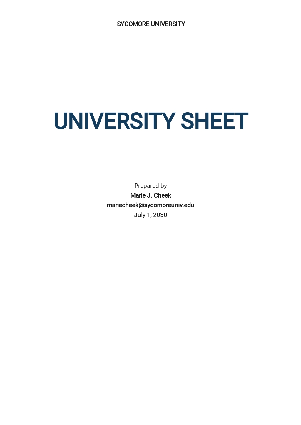 Free University Sheet Template.jpe