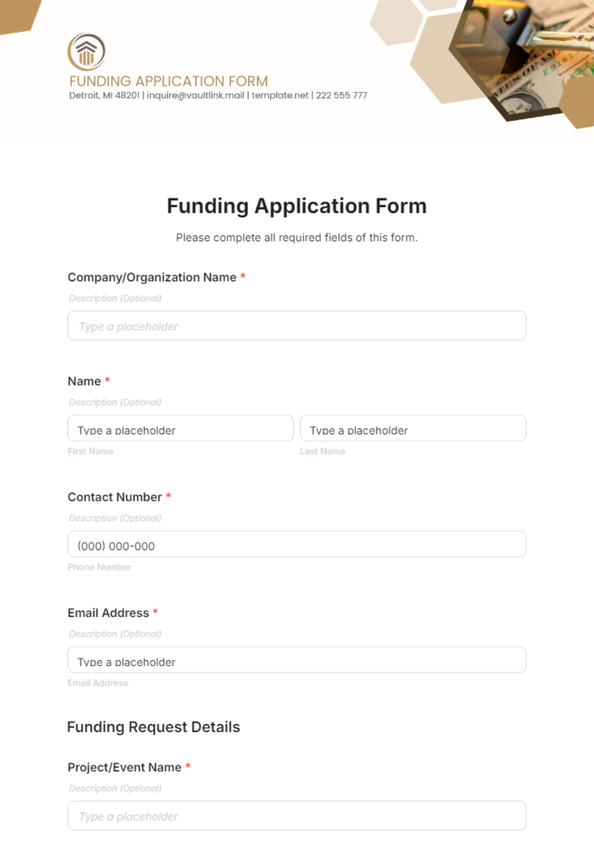 Free Funding Application Form Template