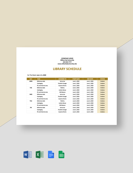 FREE University Schedule Template - Download in Word, Google Docs ...