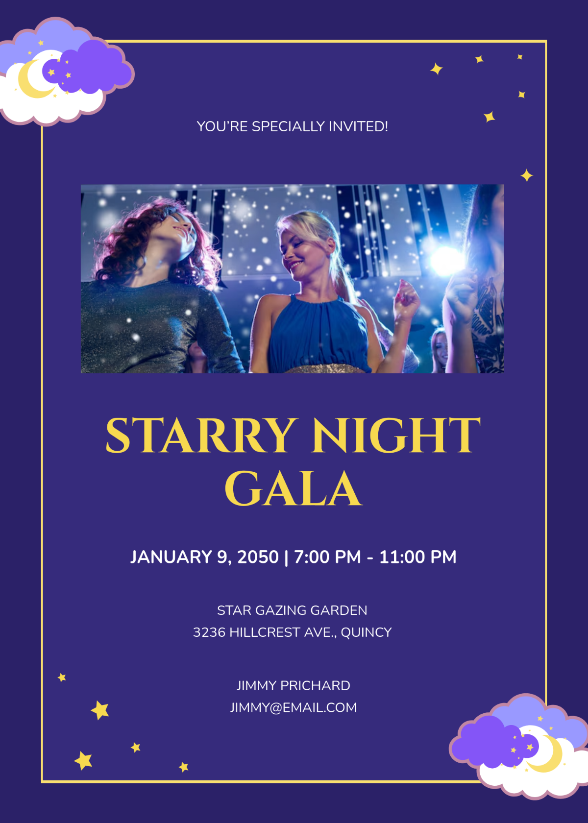 Free Stars Themed Gala Invitation Design Template