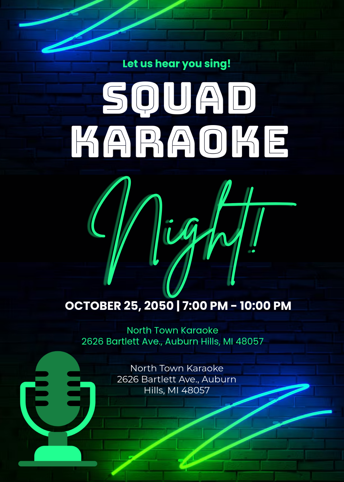 Neon Green Karaoke Invitation Template - Edit Online & Download