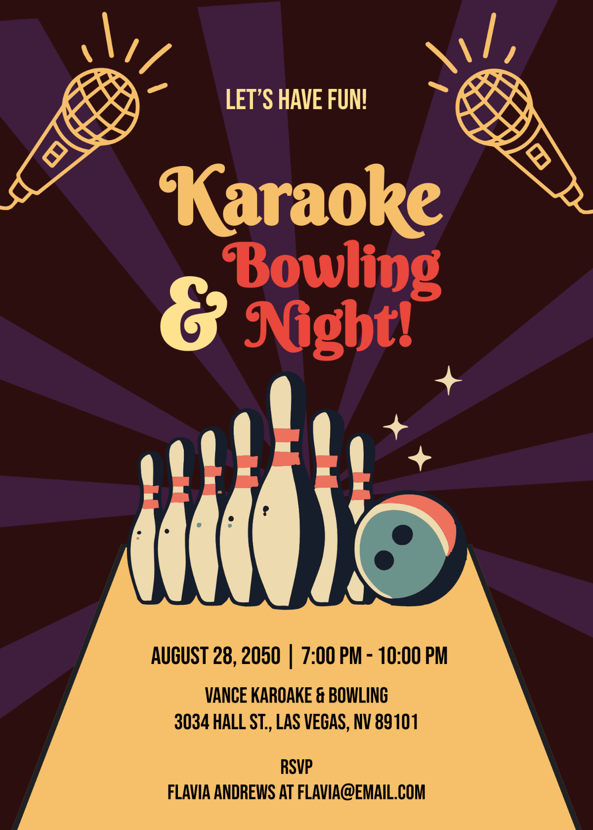 Karaoke and Bowling Invitation Template - Edit Online & Download