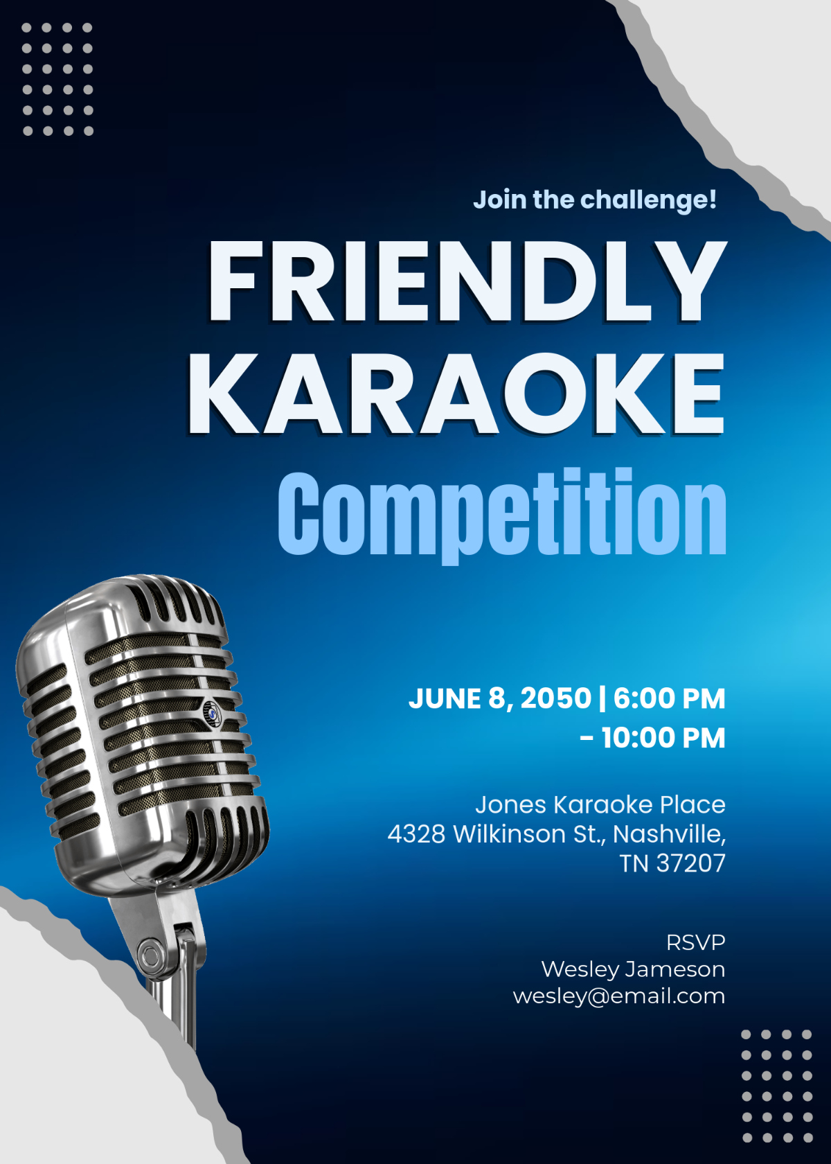 Modern Karaoke Competition Invitation Template - Edit Online & Download