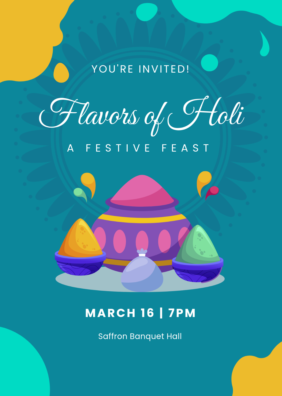 Holi Lunch Invitation Template - Edit Online & Download