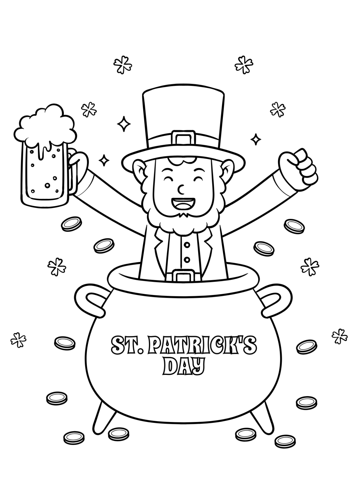 Free St. Patrick's Day Cartoon Drawing Template